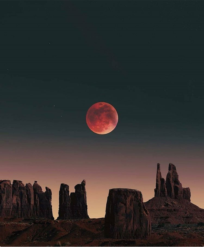 Красивые фотографии затмения кровавой голубой Луны