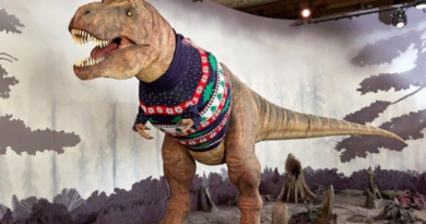 Но огромное существо с острыми зубами выглядит менее страшным, когда оно щеголяет в рождественском свитере